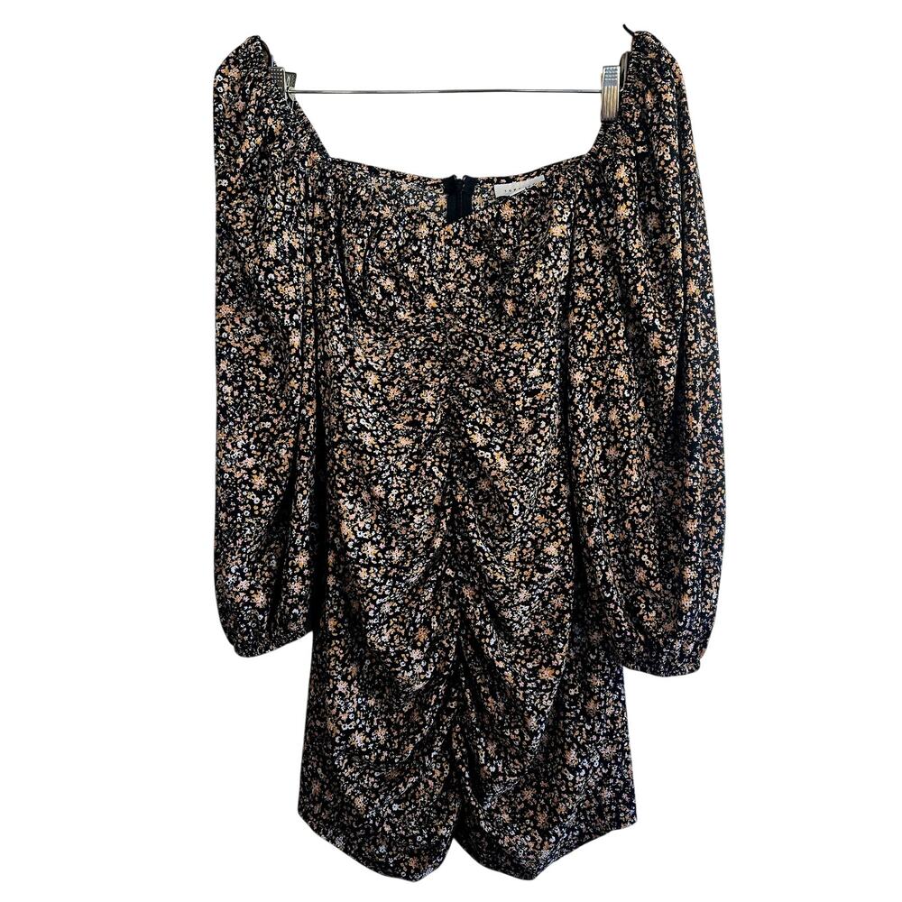 Size 6 – Topshop floral ruched puff sleeve mini dress